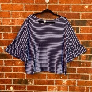 Old Navy Womens XL Stripe Bell Trumpet Sleeve Top